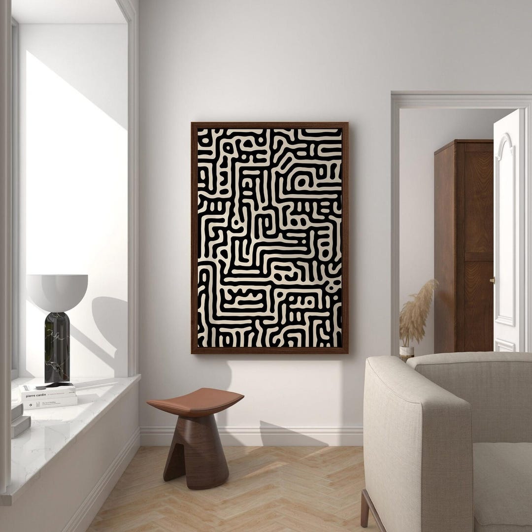 Mid Century Modern Wall Art Print, Black Beige Giclee Print, Extra ...
