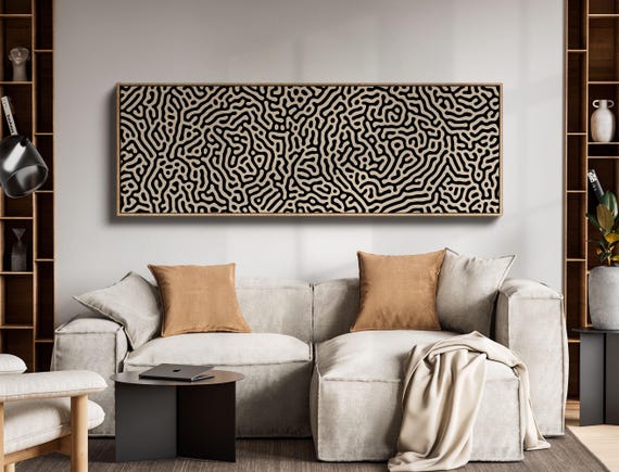 Long Horizontal Wall Art, Huge 3x9 Feet Panoramic Print, Mid Century Modern Wall Art Over the Bed, Above Couch Art, Above the Bed Decor