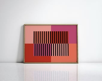 Horizontal Wall Art, Colorful Mid Century Wall Art, Mid Century Modern Wall Decor, Midcentury Above Couch Abstract Art, Extra Large Wall Art