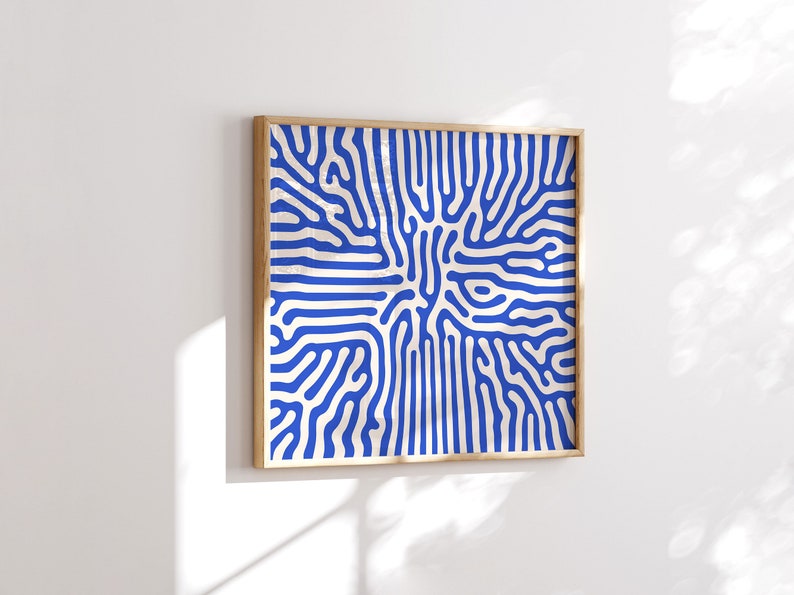 Blue and Beige Abstract Square Wall Art Print, Minimalist Modern Home Decor, Extra Large 60x60 Square Art Print, Colorful Trendy Wall Art