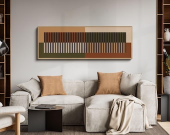 Long Horizontal Wall Art, Extra Large Wall Art Oversized Horizontal Print, Tall Narrow Wall Art, Burnt Orange Olive Green Panoramic Wall Art