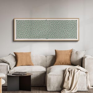 Long Narrow Wall Art, Long Horizontal Maze Wall Art, Tall Narrow Wall Art, Above Couch Bed Art, Maze Art Print, Bedroom Decor Over the Bed