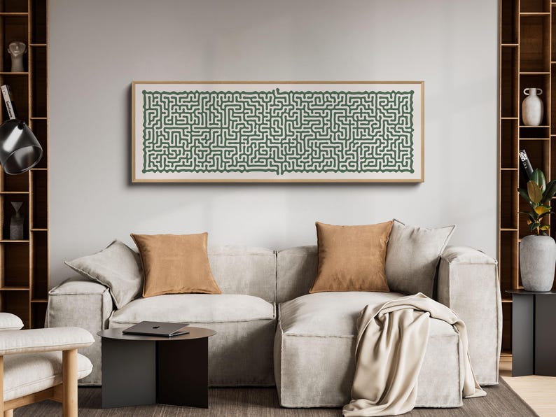 Long Narrow Wall Art, Long Horizontal Maze Wall Art, Tall Narrow Wall ...