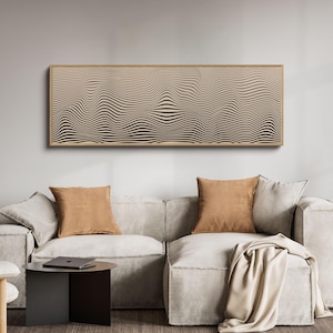 Arte de pared grande horizontal de gran tamaño, arte de pared horizontal alargado, arte de pared paramétrico en negro y beige, arte sobre la cama, arte de pared alto y estrecho