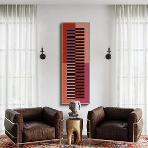 Tall Narrow Wall Art, Long Narrow Vertical Wall Art, Extra Large Oversized Long Horizontal Abstract Wall Art Print, Mid Century Modern Decor