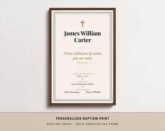 Personalized Baptism Print, Custom Bible Verse Keepsake, Christian Scripture Wall Art, Baptism Gift for Baby Boy or Girl
