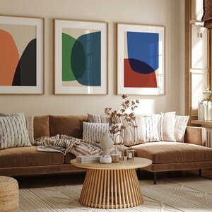 Gallery Wall Set of 3 Prints, Mid Century Modern Wall Art, Extra Large Triptych Wall Art, Colorful 3 Piece Wall Art, 3 Panel Wall Art