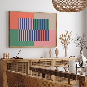Colorful Horizontal Wall Art, Mid Century Wall Art, Abstract Mid Century Modern Wall Decor, Midcentury Above Couch Art, Extra Large Wall Art