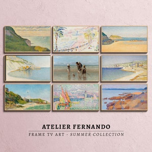 Summer Frame Tv Art Set, Samsung Frame TV Summer Art Bundle, Beachy Frame Tv, Vintage Landscapes Seascapes, Coastal Aesthetic Decor