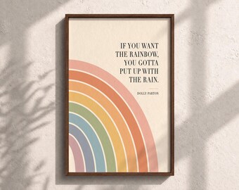Dolly Parton Quote Print, Framed Dolly Parton Wall Art, If You Want The Rainbow You Gotta Put Up With The Rain