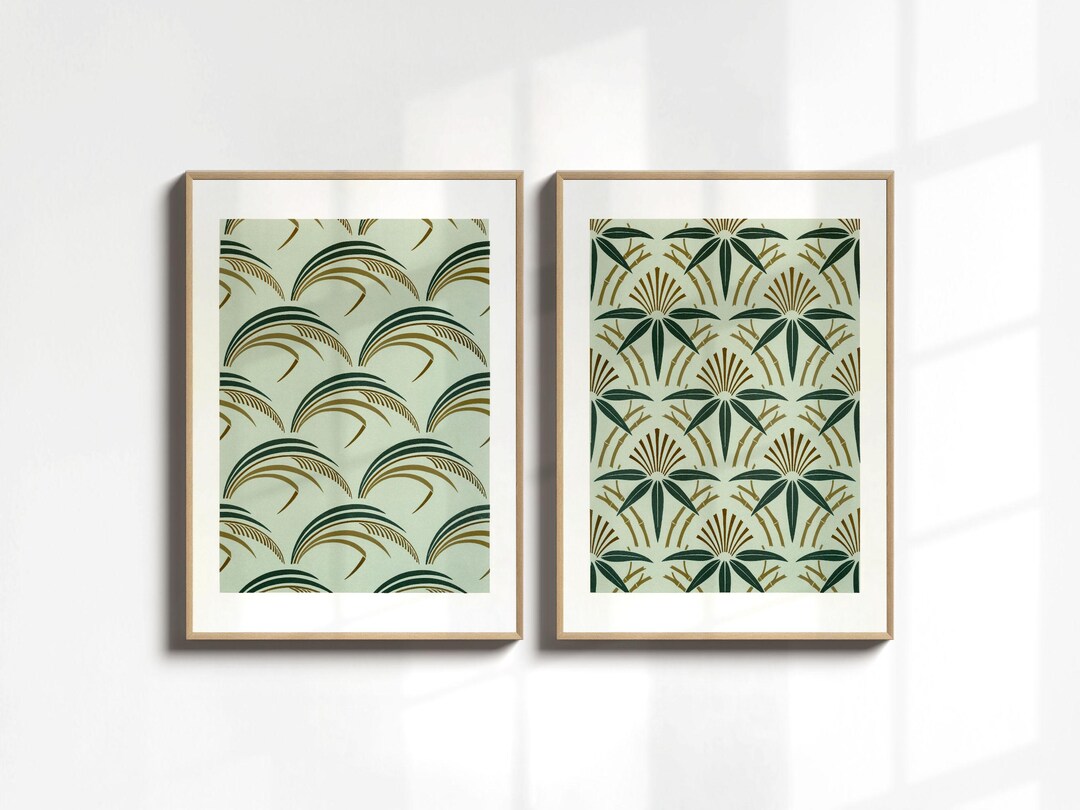 Art Deco Prints, Art Deco Patterns Gallery Wall Art Set, Sage Green ...