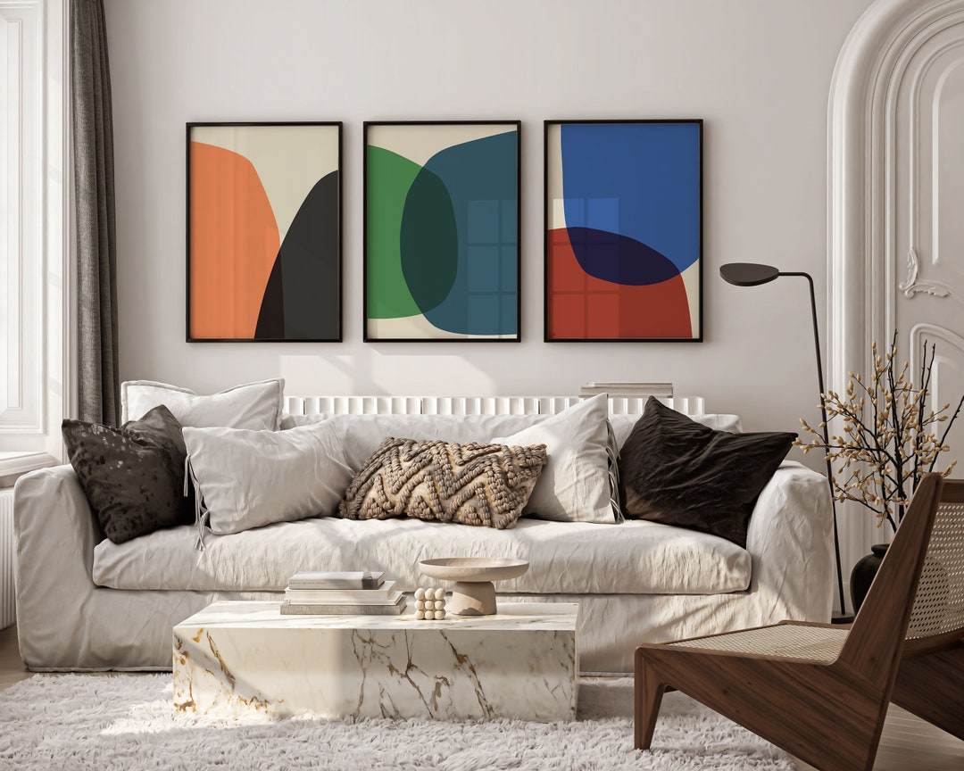 Gallery Wall Set of 3 Prints, Mid Century Modern Wall Art, Extra Large