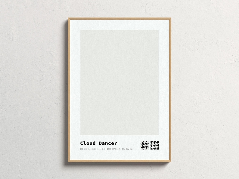 Cloud Dancer Pantone Color Of The Year 2026, Color Swatch Wall Art, Color Block Printable, Cloud Dancer Hex Code RGB Poster Digital Download