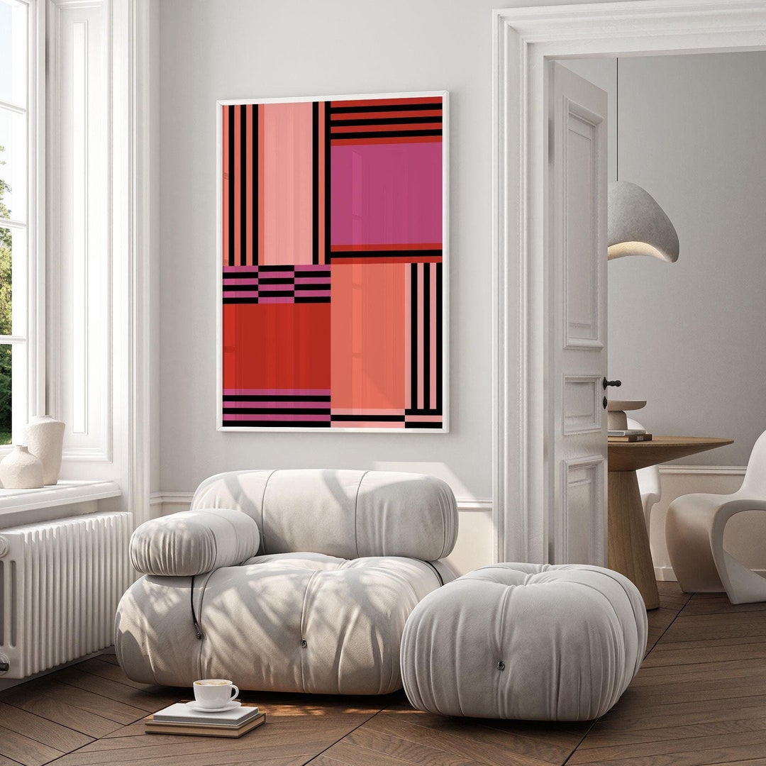 Colorful Abstract Wall Art, Mid Century Modern, Extra Large Mid Century Wall Art Print ...