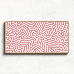 Extra Large Long Horizontal Pink Wall Art, Long Oversized Horizontal Panoramic Print, Original Modern Abstract Printable Tall Narrow Artwork