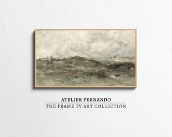Samsung Frame Tv Art, Vintage Traditional Landscape Painting, Smart Tv Background Digital Download, Rustic Moody Watercolor Frame Tv Artwork