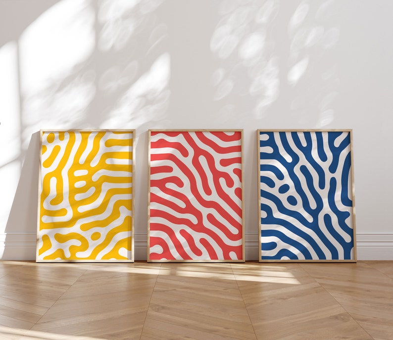 Set of 3 Colorful Wall Art, 3 Piece Wall Art Set Colorful, Abstract Mid ...