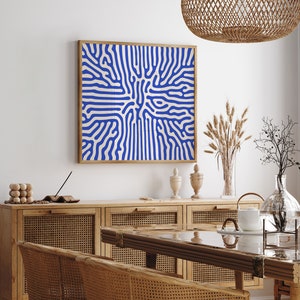 Blue and Beige Abstract Square Wall Art Print, Minimalist Modern Home Decor, Extra Large 60x60 Square Art Print, Colorful Trendy Wall Art