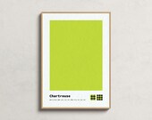 Chartreuse Wall Art, 2026 Color of the Year, Chartreuse Color Swatch Print, Gifts for Graphic Designers, Color Block Poster Digital Download
