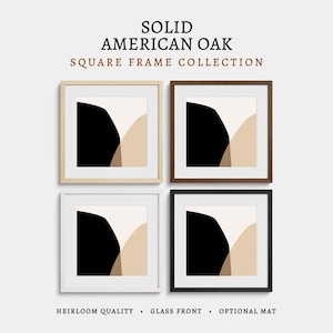 Natural Solid Oak Square Wood Frames Real Glass Optional Mat 6x6 8x8 10x10 12x12 16x16 20x20 24x24 White Black Small Square Picture Frame