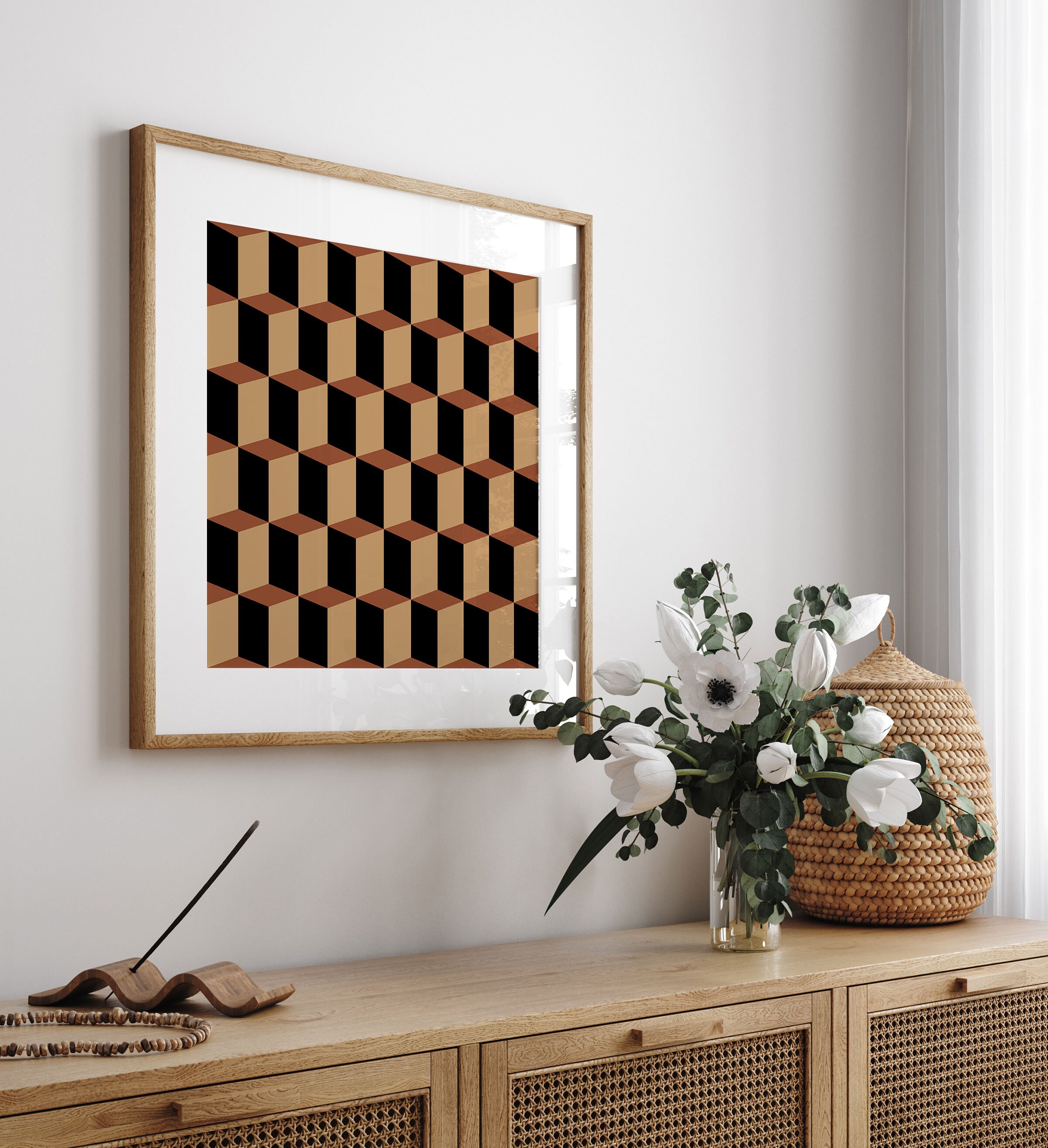 Mid Century Wall Art, Square Art Print, 48x48 Inches Extra