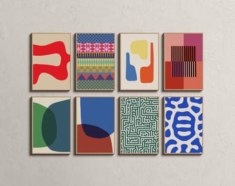 Maximalist Gallery Wall Set, Curated Eclectic Gallery Wall Prints, Set of 8 Colorful Original Wall Art, Trendy Home Decor, Digital Download