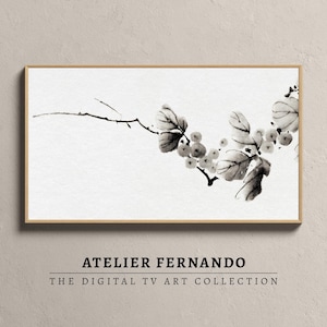 Minimalist Samsung Frame Tv Art, Wabi Sabi Art for Hisense Canvas TV, Vintage Japanese Ink Painting Frame Tv Art, Japandi Living Room Decor