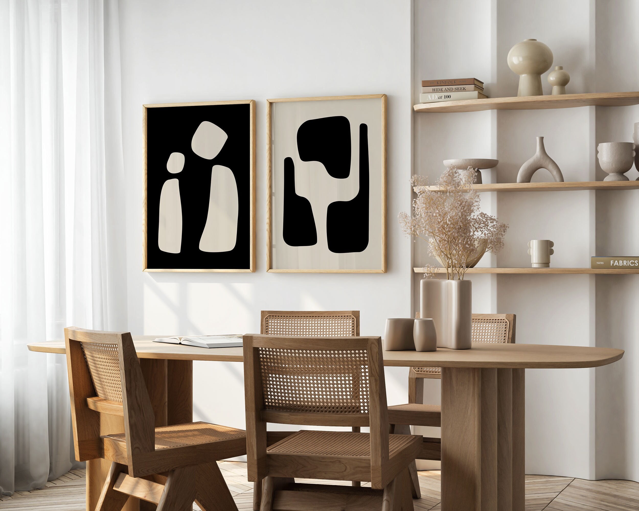 Minimalist Wall Art Set of 2 Prints, Mid Century Modern Home Decor, Two ...