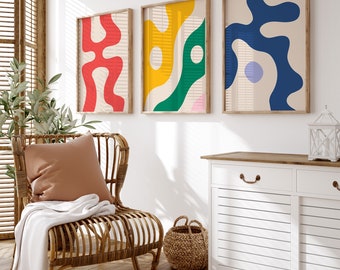 Set of 3 Mid Century Wall Art, 3 Piece MCM Wall Art, Gallery Wall