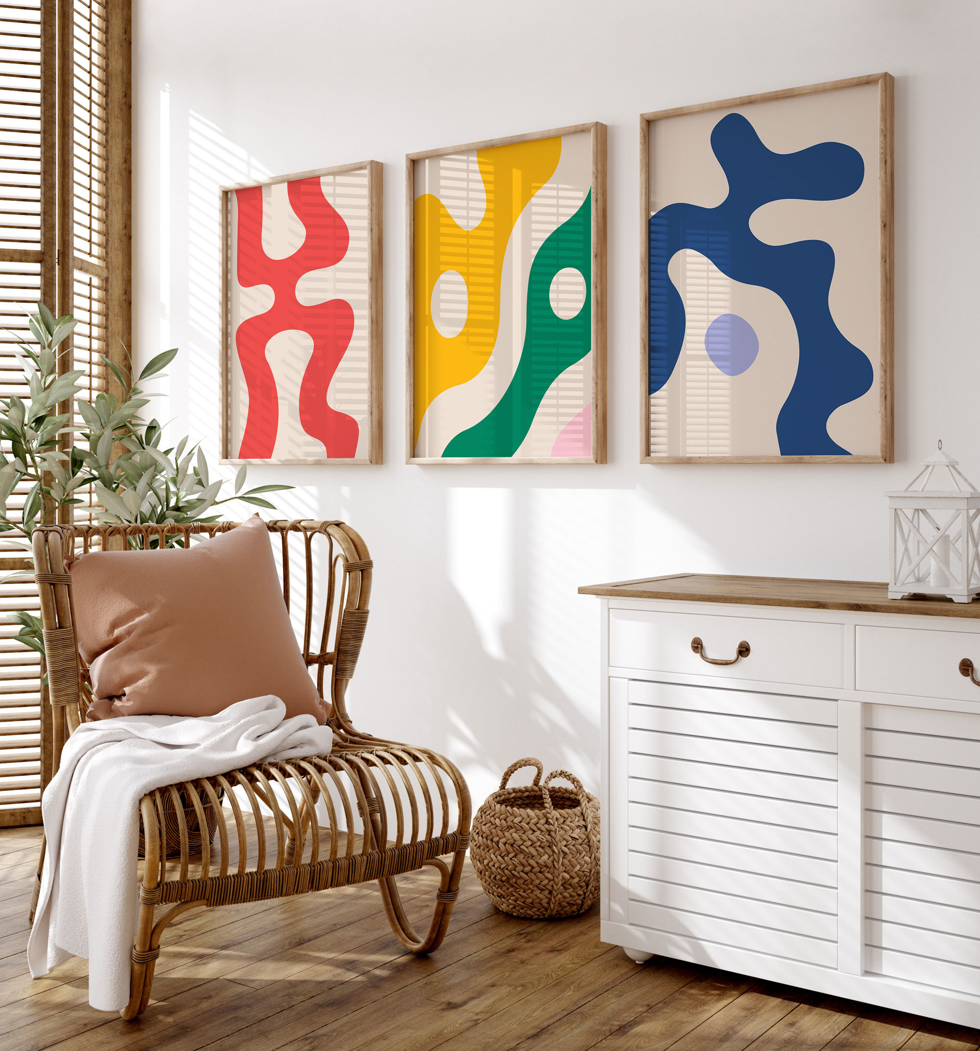 Set of 3 Mid Century Wall Art, 3 Piece MCM Wall Art, Gallery Wall