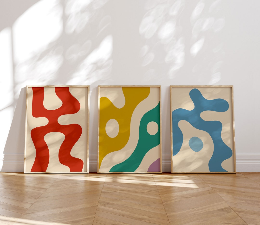 Set of 3 Mid Century Wall Art, 3 Piece Wall Art Printable, Set of 3 ...