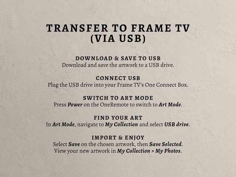 How to Transfer Digital Download Artwork to Samsung Frame TV via USB.