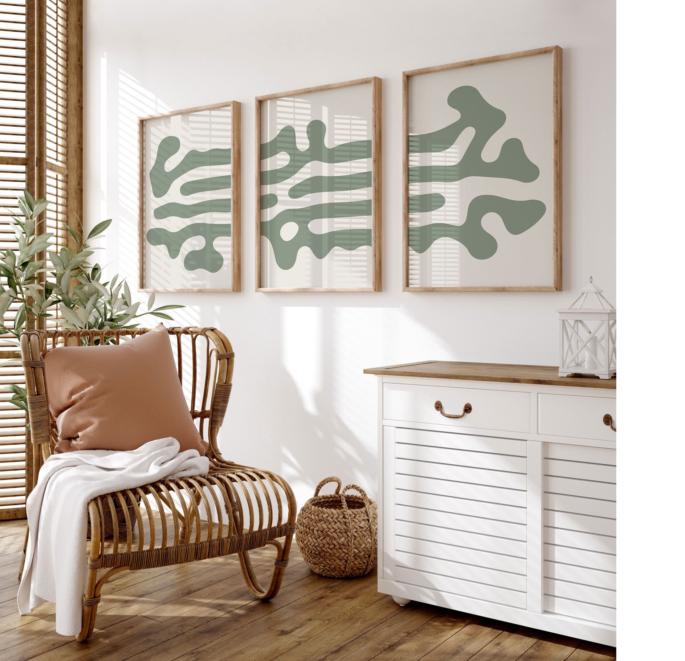 Sage Green Wall Art, Sage Green Gallery Wall Set, 3 Piece Wall Art, Set ...