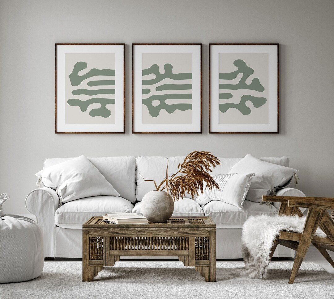 Sage Green Wall Art, Sage Green Gallery Wall Set, 3 Piece Wall Art, Set ...