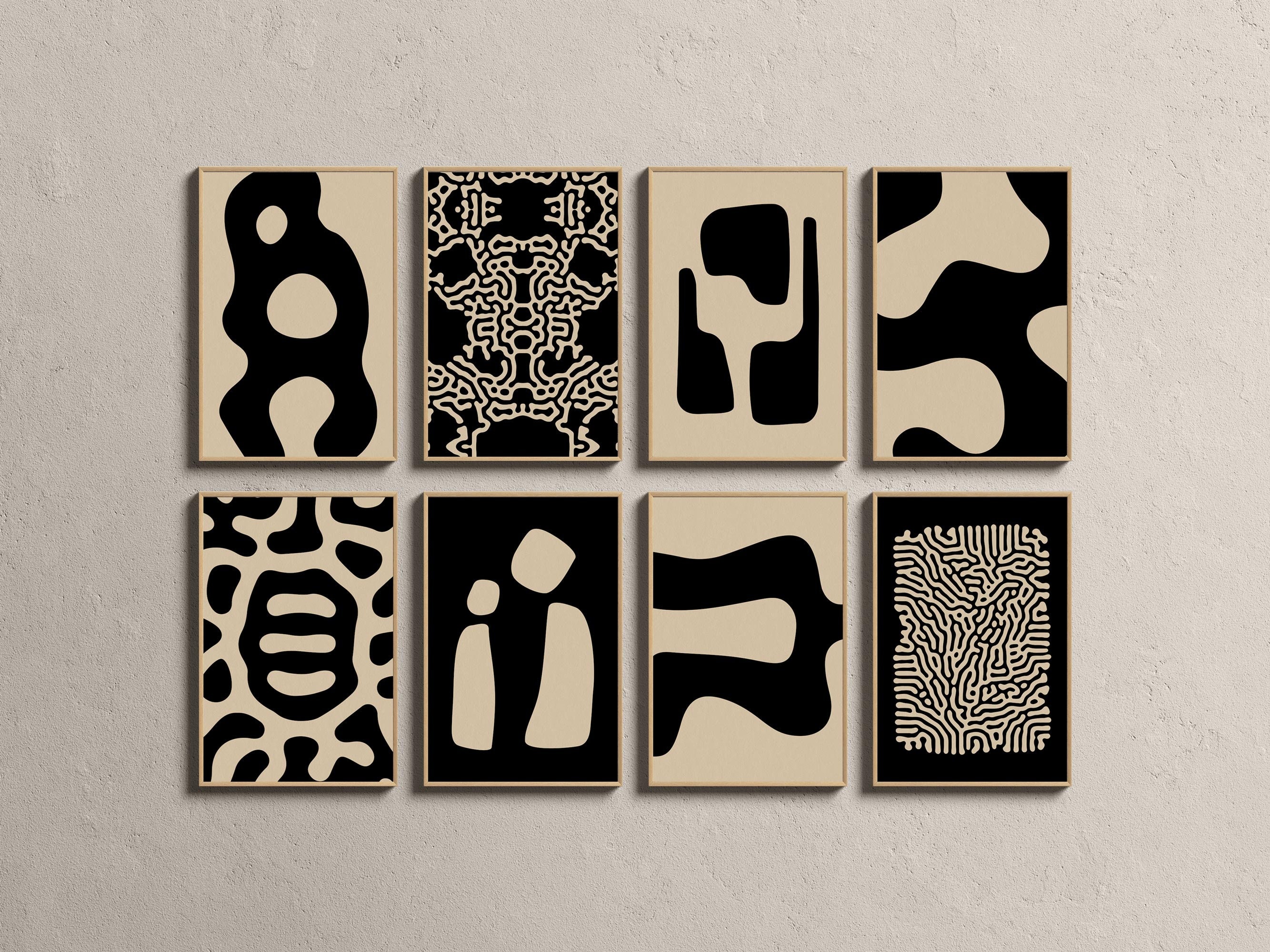 Masculine Wall Art, Guy Apartment Decor, Mid Century Modern, Retro Wall Art, Abstract Gallery Wall Set of 8 Prints, Neutral Wall Art Bundle