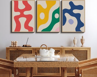 Set of 3 Mid Century Wall Art, 3 Piece MCM Wall Art, Gallery Wall