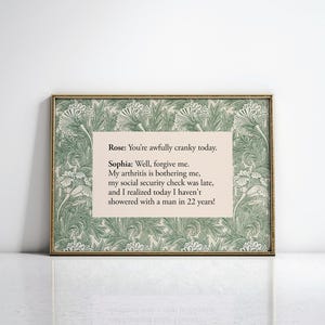 Golden Girls Wall Art, The Golden Girls Gifts, Funny Quotes Poster Printable, Sophia Petrillo, Funny Decor, The Golden Girls Party Prints