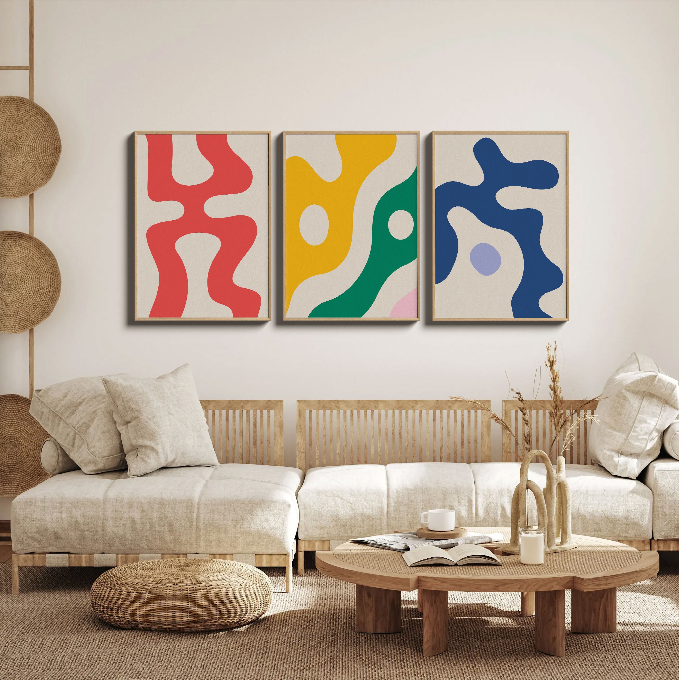 Set of 3 Mid Century Wall Art, 3 Piece MCM Wall Art, Gallery Wall