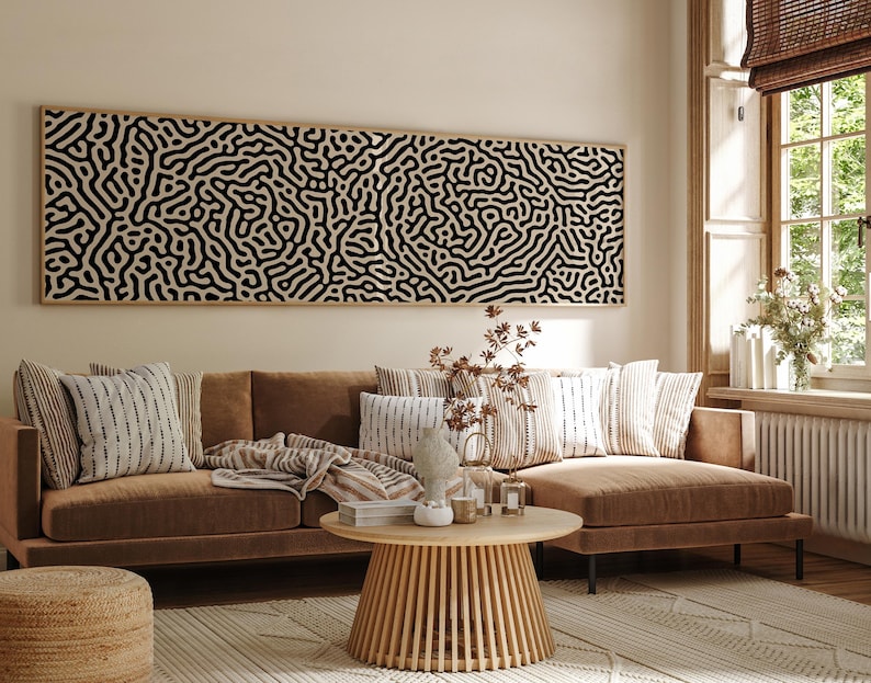 Long Horizontal Wall Art, Huge 3x9 Feet Panoramic Print, Mid Century Modern Wall Art Over the Bed, Above Couch Art, Above the Bed Decor
