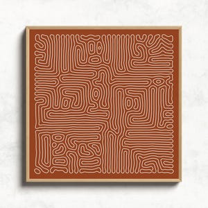 Burnt Orange Abstract Square Wall Art Print, Extra Large Mid Century Terracotta Poster, Original Downloadable Art, Rustic Orange Wall Art