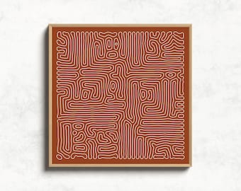 Burnt Orange Abstract Square Wall Art Print, Extra Large Mid Century Terracotta Poster, Original Downloadable Art, Rustic Orange Wall Art