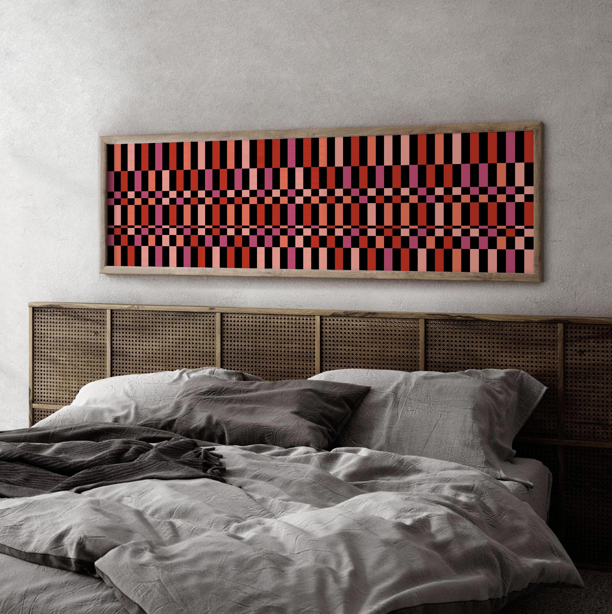 Long Narrow Wall Art, Tall Narrow Mid Century Wall Art, Horizontal ...