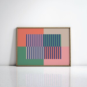 Colorful Horizontal Wall Art, Mid Century Wall Art, Abstract Mid Century Modern Wall Decor, Midcentury Above Couch Art, Extra Large Wall Art