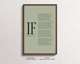 Rudyard Kipling If Poem Poster Print, Classic Poetry Bibliophile Wall art, Kipling Poem Print, Typography Wall Decor, Book Lover Gift