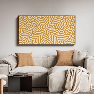 Extra Large Long Horizontal Yellow Wall Art, Long Oversized Horizontal Panoramic Print, Original Abstract Mustard Yellow Tall Narrow Artwork