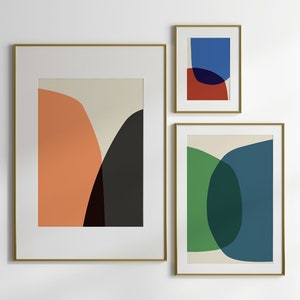 Gallery Wall Set of 3 Prints, Mid Century Modern Wall Art, Extra Large Triptych Wall Art, Colorful 3 Piece Wall Art, 3 Panel Wall Art