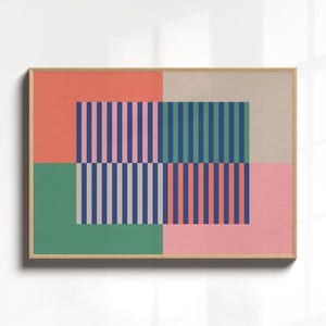 Colorful Horizontal Wall Art, Mid Century Wall Art, Abstract Mid Century Modern Wall Decor, Midcentury Above Couch Art, Extra Large Wall Art
