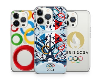 Coque de portable Paris Jeux Olympiques d'été 2024 adaptée pour iPhone 15 Pro Max, 14 Plus, 13, 12, 11, XR, Samsung S24, S23, A54, A53, Pixel 8 Pro