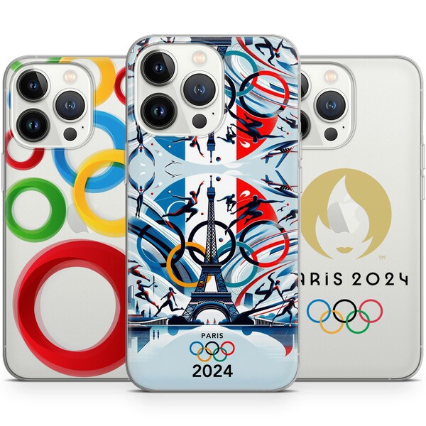 Coque de portable Paris Jeux Olympiques d'été 2024 adaptée pour iPhone 15 Pro Max, 14 Plus, 13, 12, 11, XR, Samsung S24, S23, A54, A53, Pixel 8 Pro