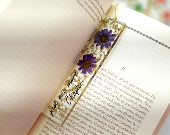 Personalized Resin Floral Bookmark,with Gold Leafs, Custom Teacher Appreciation Gifts, Book Lover Gifts, Book Accessories, Bookworm Gifts